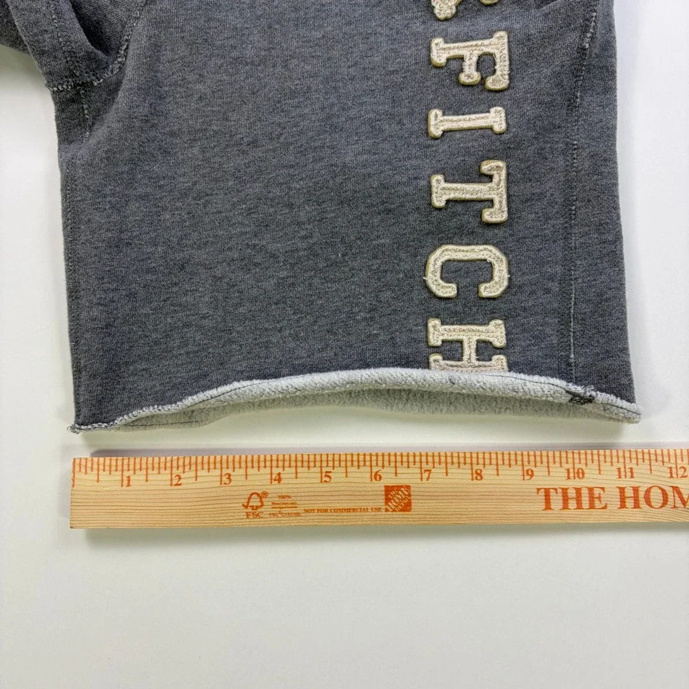 Y2K Abercrombie & Fitch Sweat Shorts Mens XS Gray Embroidered Logo Raw Hem